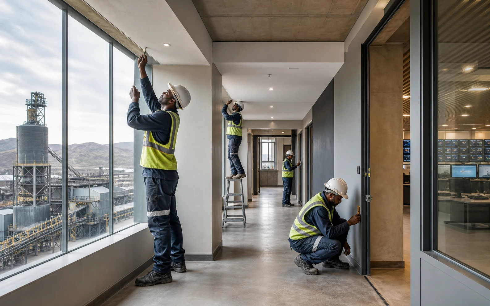 Illustrative construction fit-out in a mining operations support building